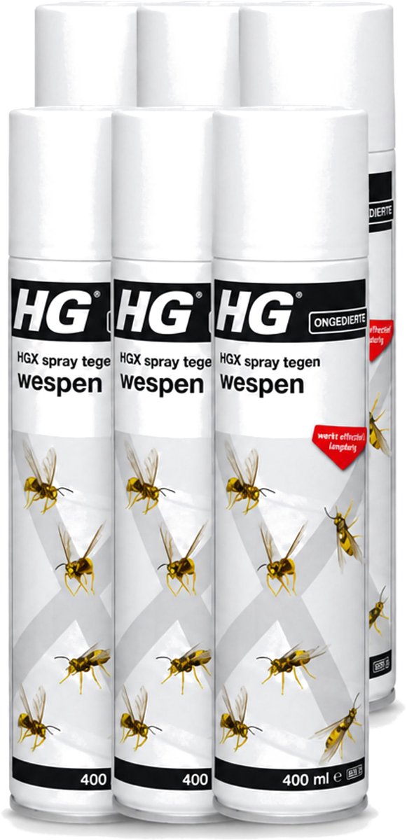6 x HG X - Spray Tegen Wespen - Effectief & Langdurig - 400 ml - Voordeelverpakking - 6 stuks