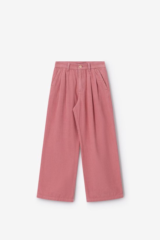 Donkerroze Wide Leg High Waist Corduroy Broek