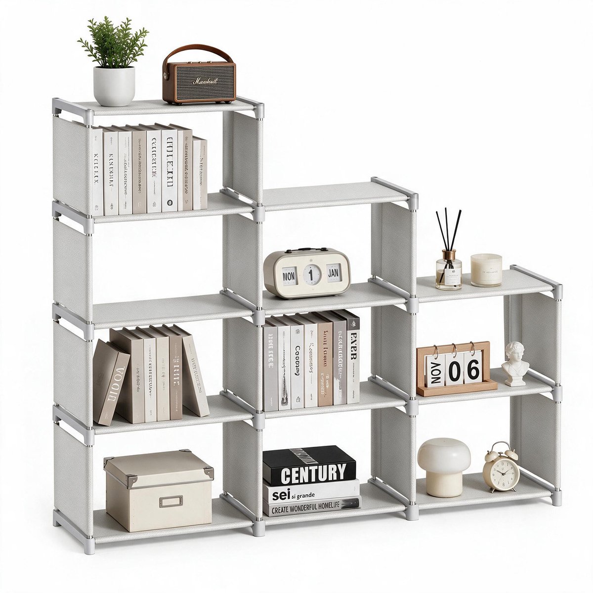Arvioo - trapezium boekenkast - wit - opbergrek - modulair