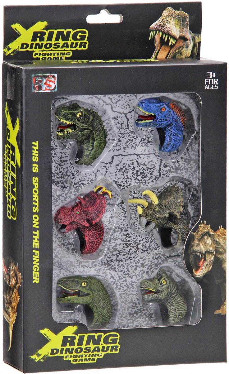 Lobbes dinosaurus vingerpopjes 3D speelgoed set - fantasie dino.