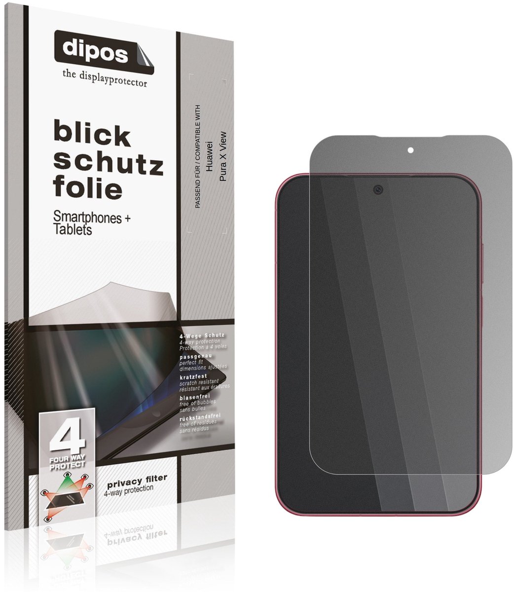dipos – Matte Privacy Screenprotector geschikt voor Huawei Pura X View | Anti-Spy Beschermfolie