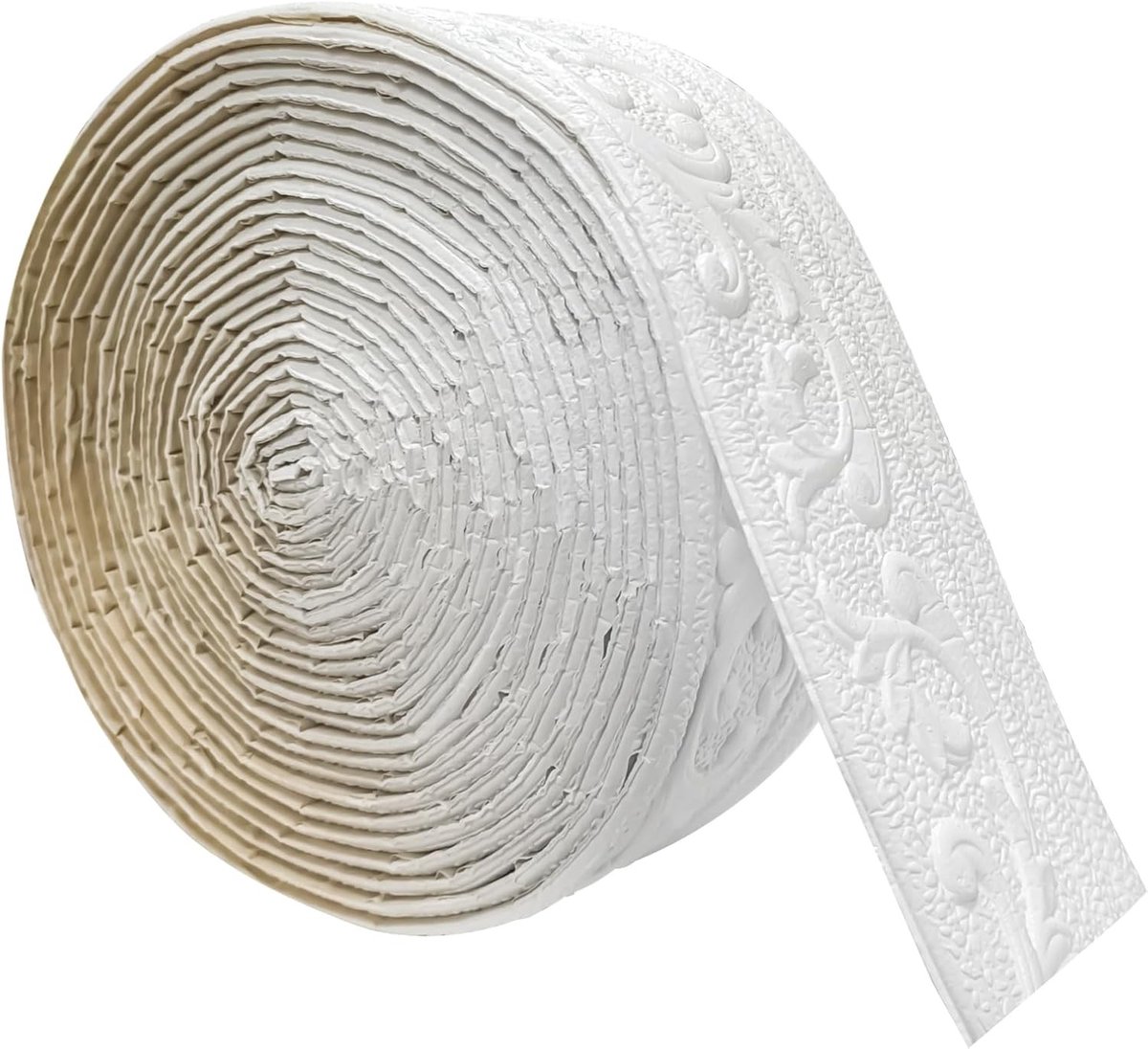 Zelfklevende Decoratieve Moulding 10 m x 8 cm x 5 mm Flexibel Waterdicht voor Wanden, Plafonds en Hoeken - 3D Decoratieve Strips in Wit