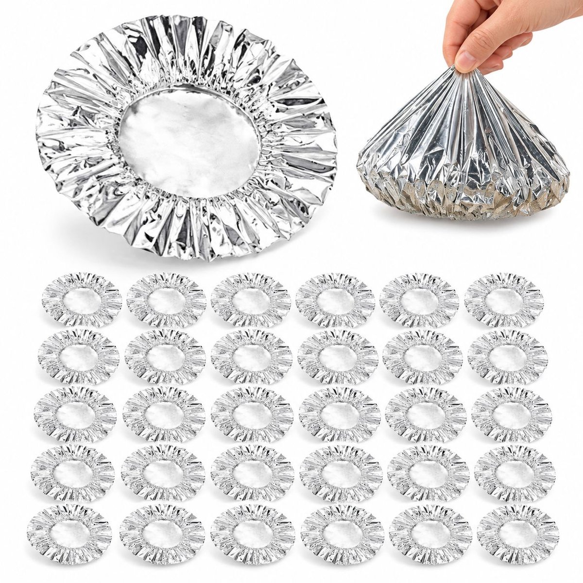 VHV - Aluminium afdekfolie hoesjes - 50 stuks - Elastische afdekfolie - Warmte-isolerend - Herbruikbare - Aluminiumfolie voedselhoes - in de keuken