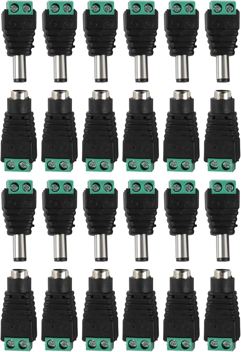 12 Pairs 12V DC Power Connector Adapters, 0.5 x 0.3cm DC Connector Male Female Plug Adapters for CCTV Security Cameras - ShopVlot