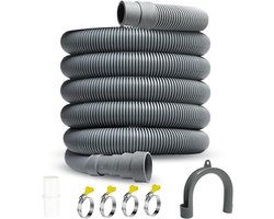 Storystore Drain hose extension, 2 m, universal washing machine hose, extension with bracket, connecting piece and - ShopVlot