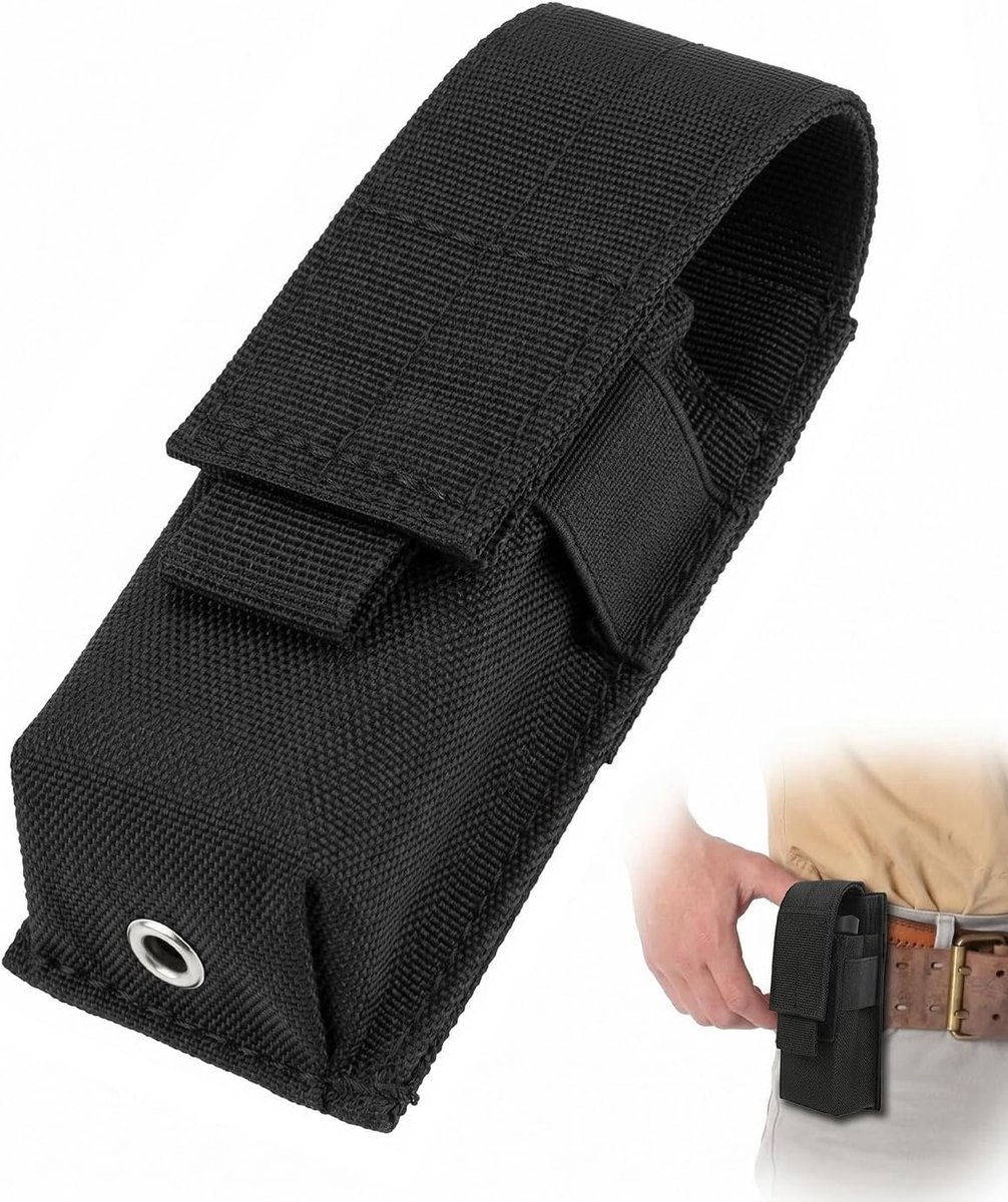 Tactische holster voor zaklamp, zwart, 1 stuk, heuptas van duurzaam nylon voor outdoor, werk, snelle toegang en veilig - ShopVlot