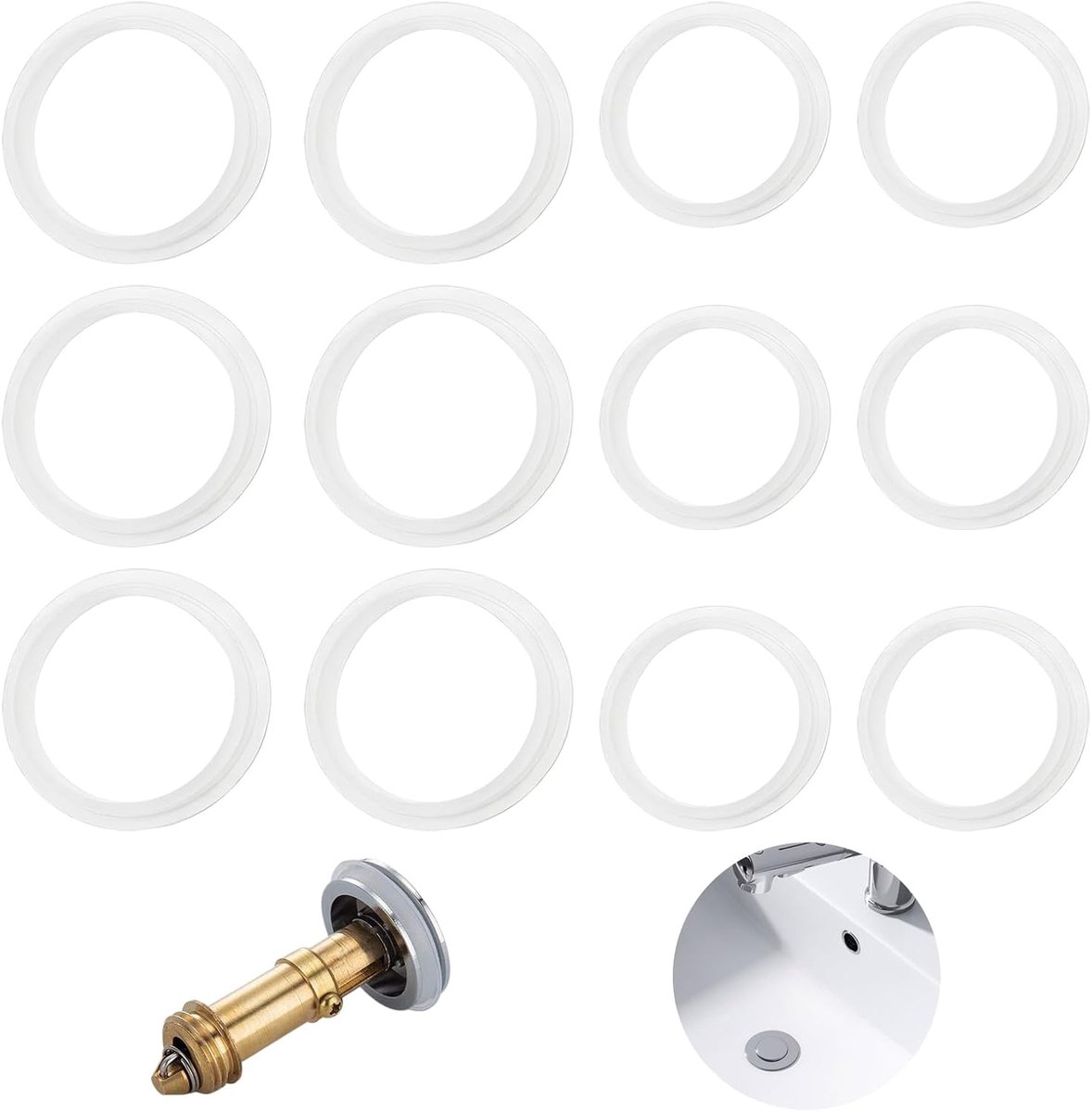12 Pcs Pop Up Silicone Drain Fitting Seals, Sink Stop Sealing Rings, Drain Bathroom Sealing Rings (6×38 & 6×32mm) - ShopVlot