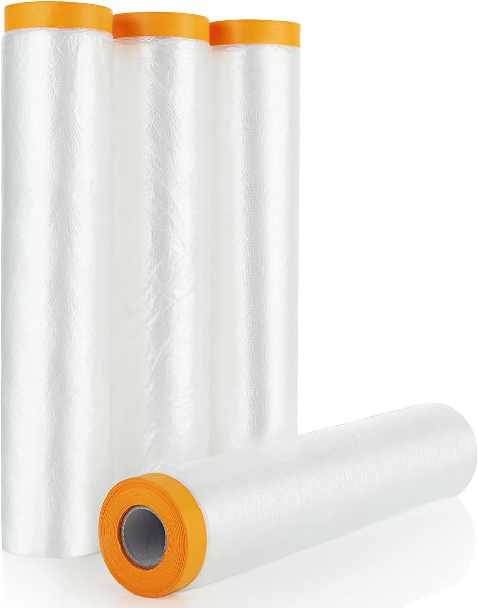4 rollen kunststof afdekzeil, 2,4 m x 20 m, voor decoratie, waterdichte afdekfolie, zelfklevend, voor schilderen - ShopVlot
