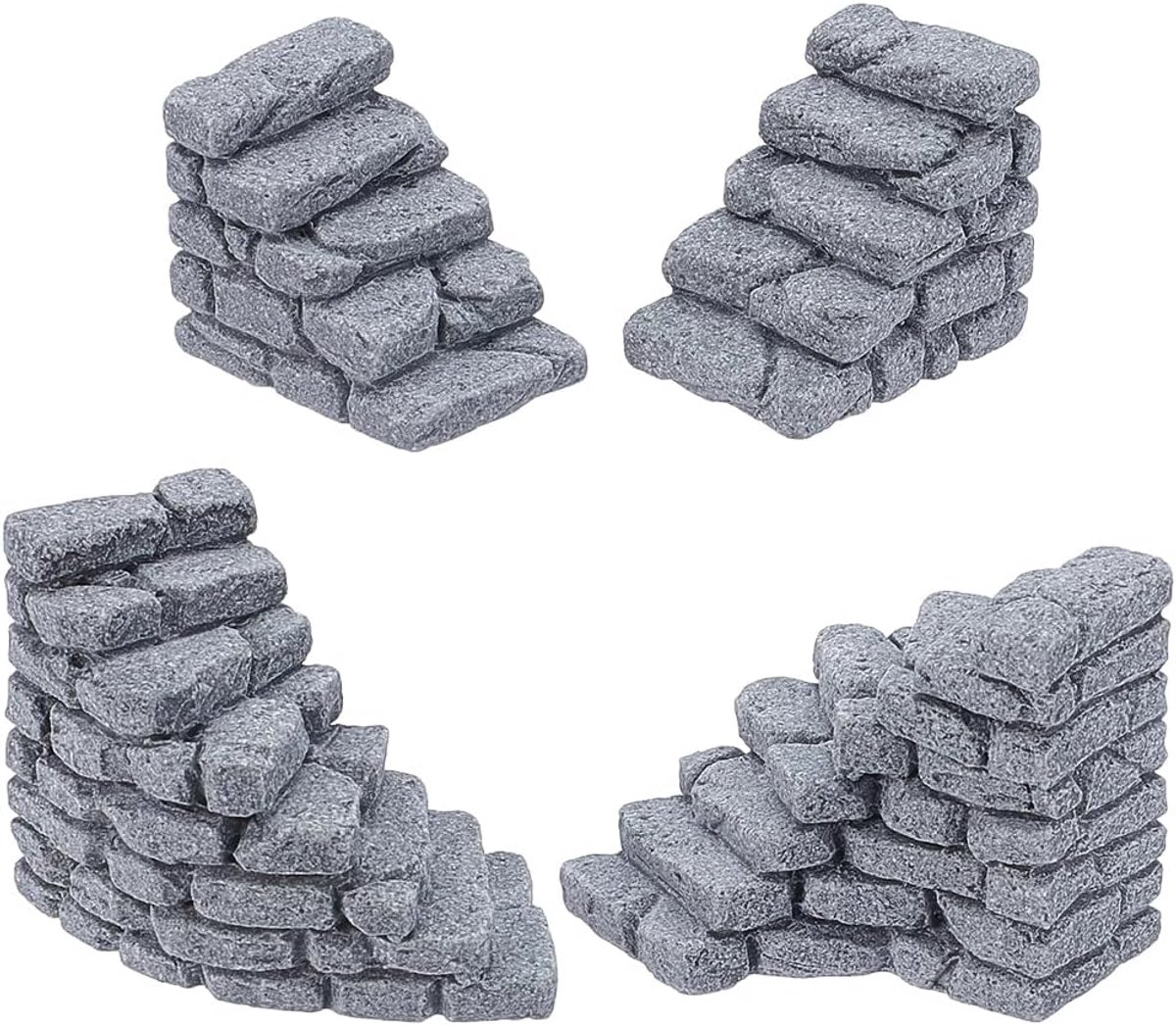 PLIGREAT 3 Pairs Miniature Stone Steps, Mini Garden Figures, Fairy Garden Ornaments, Resin Bridge, Stair Stone for - ShopVlot