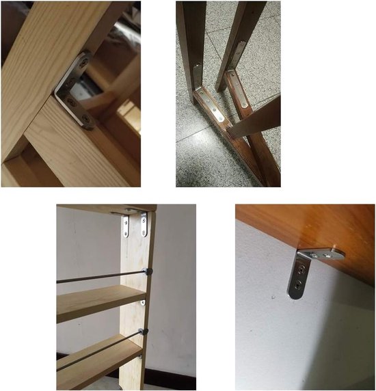 (4 stuks) 125x75x3mm hoekconnector hoekbeugels (dikte 3mm) roestvrij staal L vorm beugels met schroeven — afbeelding 4