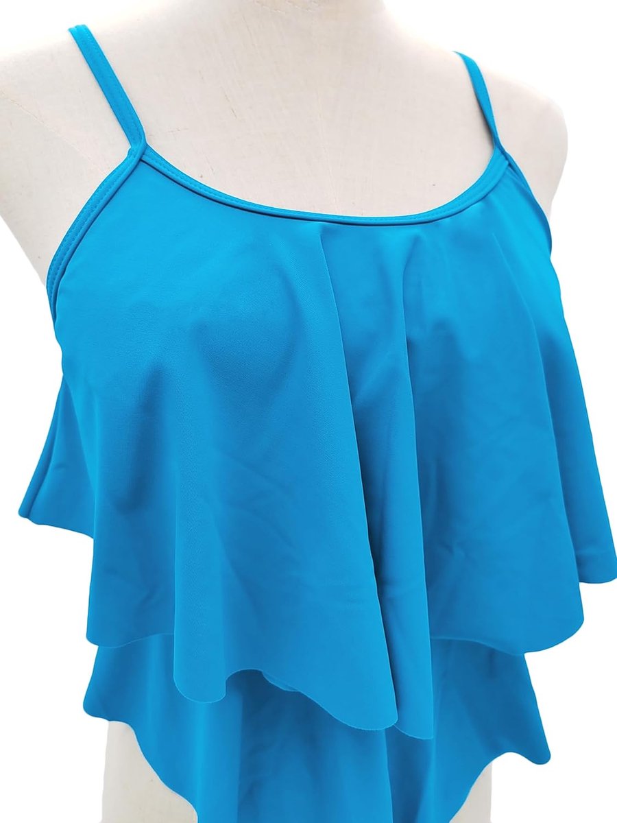 Badpak voor Vrouwen Top Dubbele Ruches Hoge Taille Badmode 2 Stuks Badpakken Bikini Sets