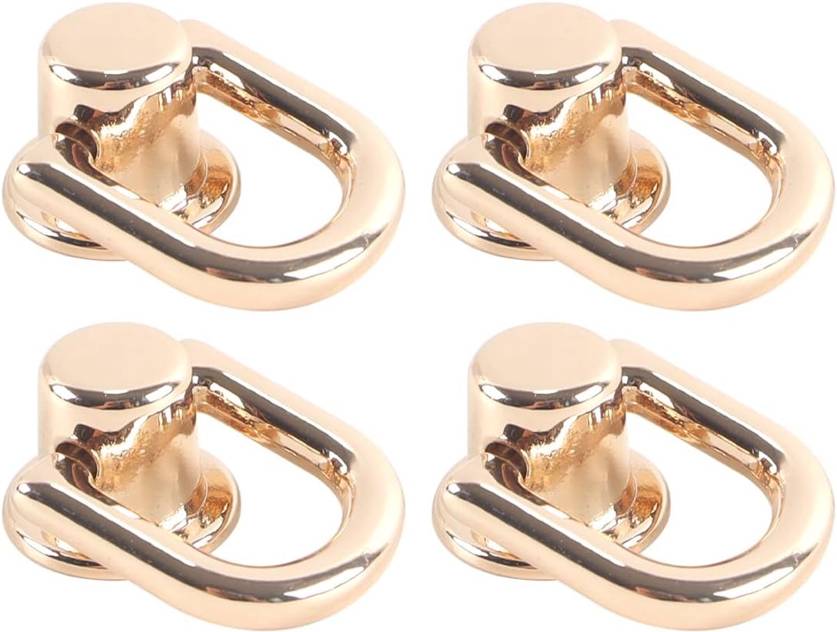 4-pack 12mm Screw-On D-ring haak tas riem kant strik licht goud