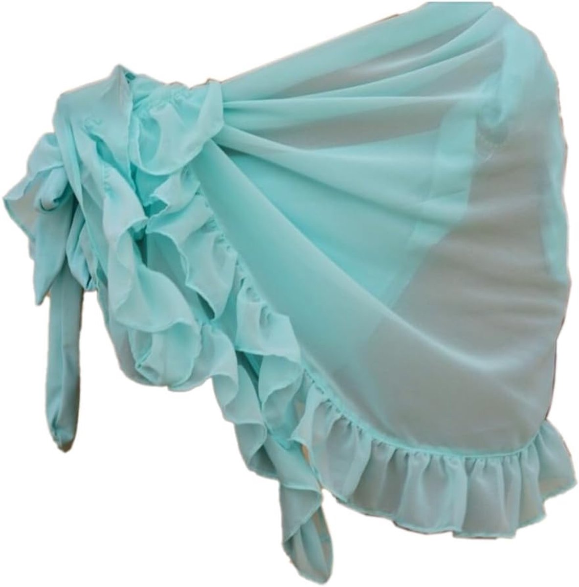 1 stuk strandwrap sarong voor dames, pareo, zomer badpak, sexy bikini covers, zonnebescherming, strandhanddoek, wikkelrok, badmode, ruches, strandrok voor kampvuurfeest, zwembad, lichtblauw