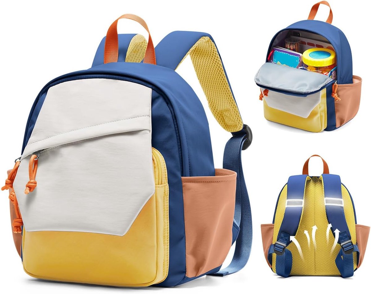 Kinderdagverblijfrugzak met borstband, 8-10L kinderrugzak, kleine rugzak voor uitstapjes van 2-5 jaar, gepersonaliseerde kinderdagverblijfrugzak