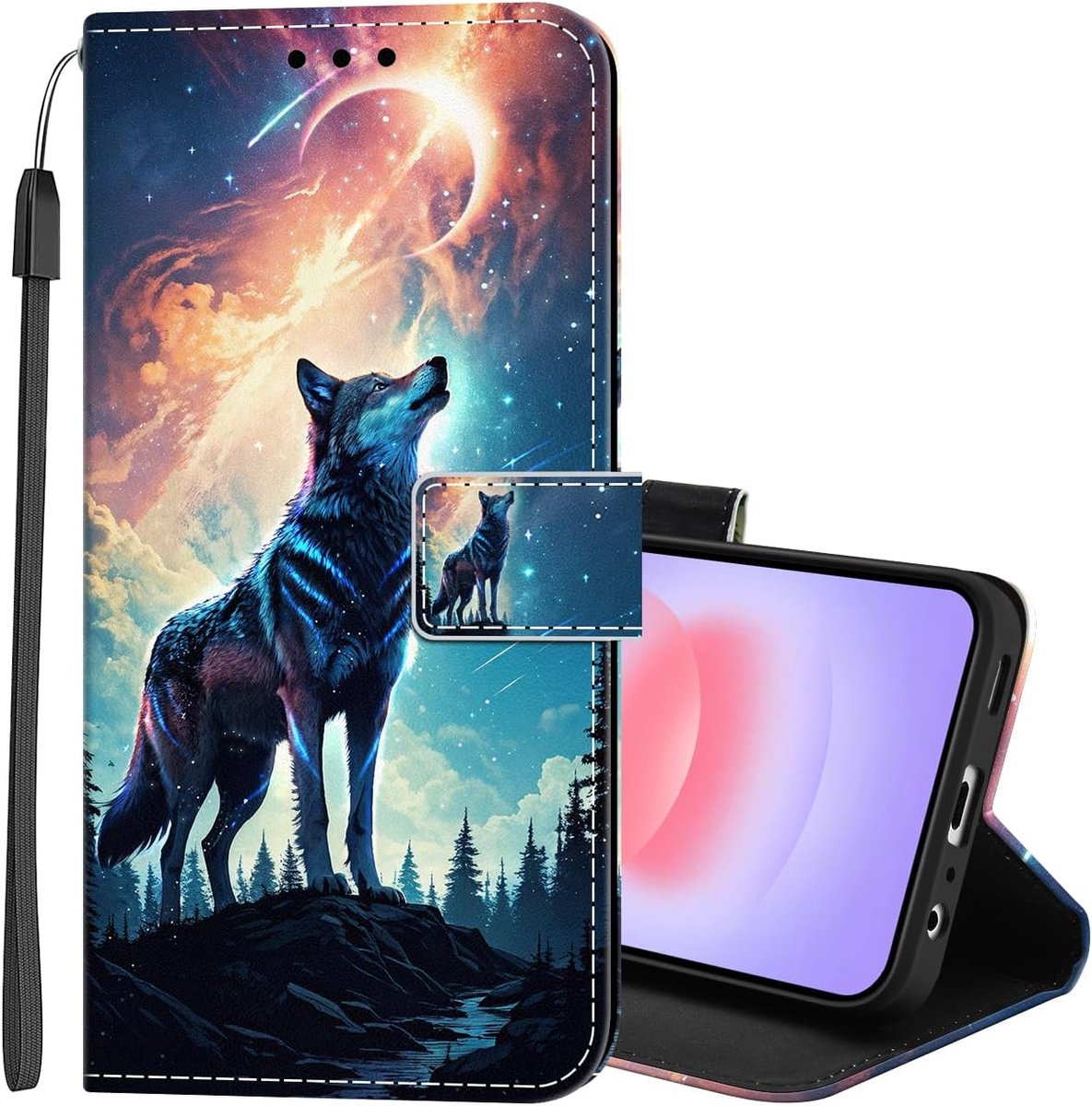 Hoes voor mobiele telefoon voor Samsung Galaxy A37 5G, premium lederen hoes met patroon, flip case, magneet, kaartenvak, standfunctie, stootvast, klaphoes, beschermhoes voor Galaxy A37 5G