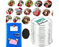 5 mm acryl koelkastmagneet knutselset - transparante vierkanten met magneetfolie, -stijl voor het zelf maken van koelkastmagneten en doe-het-zelf-magneetprojecten (30, rond)