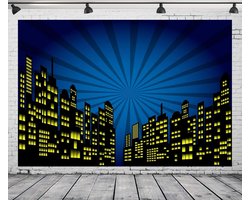 City Achtergrond voor Super City Thema Feestbenodigdheden Stad Achtergrond Verjaardag Banner Stedelijke Nachtzicht Boom Stad Gebouwen Achtergronden Super Stad Jongens Portretten Foto