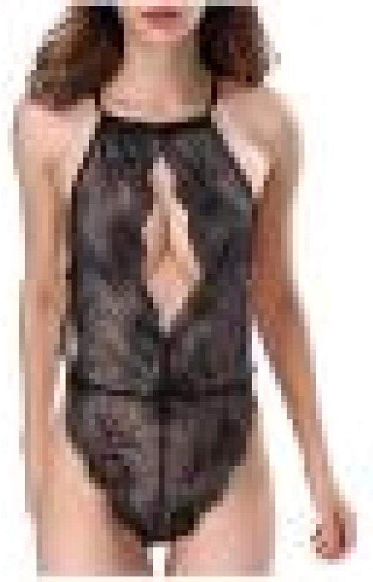 Lingerie Dameslingerie Vrouwen Hollow Out Perspectief Kant Nachtkleding Sexy Erotische Lingerie Verleiding Halter Backless Ondergoed Sex Costume-Black_S