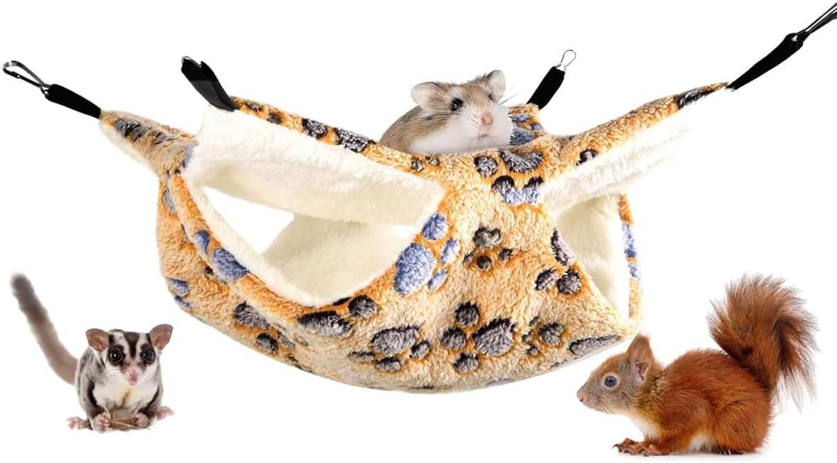 Hangmat voor huisdieren, 2 lagen, kleine gezellige hangmat, accessoires voor eekhoorns, chinchilla, fretten, cavia's, om te slapen