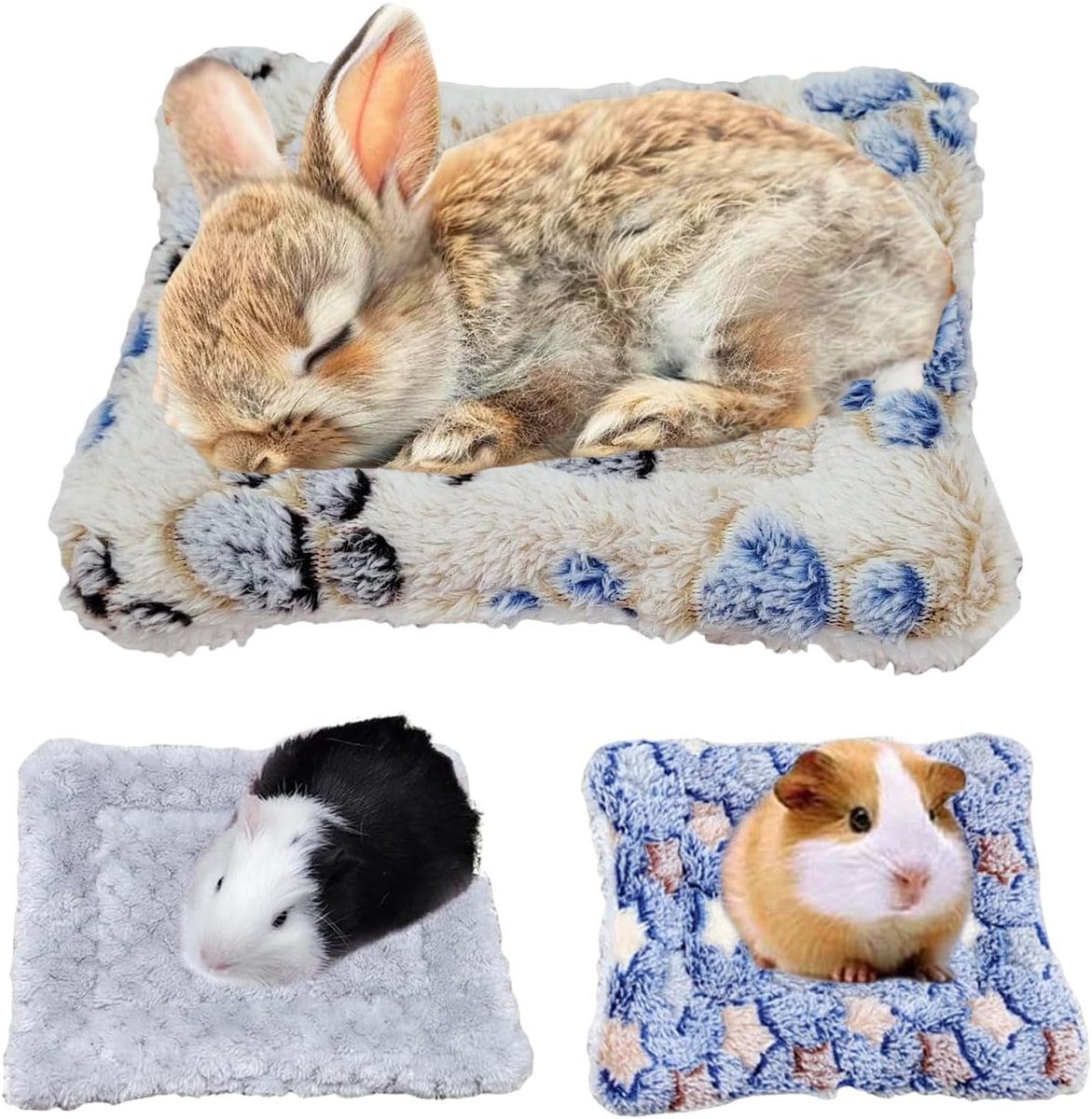 Bed voor Kleine Dieren - Warm en Pluizig voor Cavia's, Hamsters en Kittens - 3 Stuks in Twee Maten