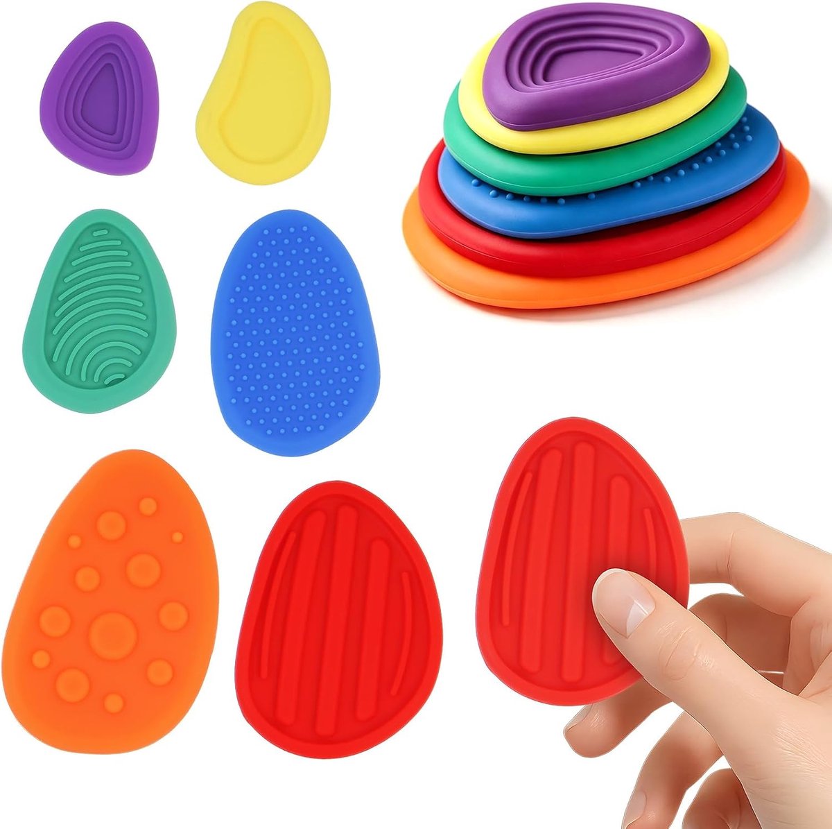 6 Sensory Fidget Stenen met Textuur voor Stress en Angstverlichting