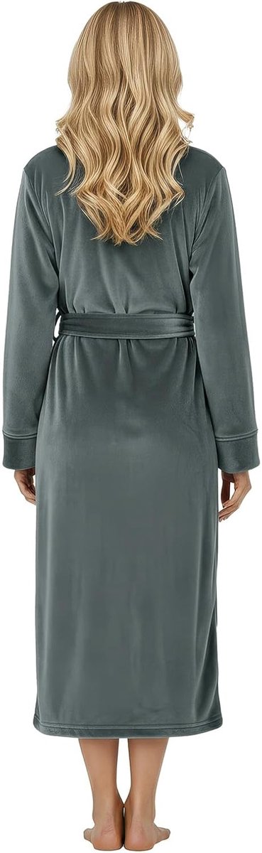 Threads Premium Womens Robe, Plush Fleece Long Bath Robe for Women, Fluffy Soft Women's Bathrobe, Small, Dark Grey — afbeelding 2