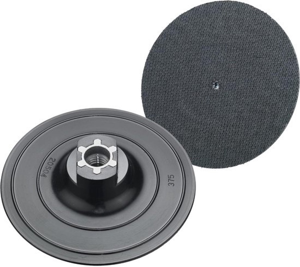 Klittenbandplaat 125 mm met M14 schroefdraad - Zwart - Gemiddelde flexibiliteit voor middelzware tot grove schuur- en polijstwerkzaamheden
