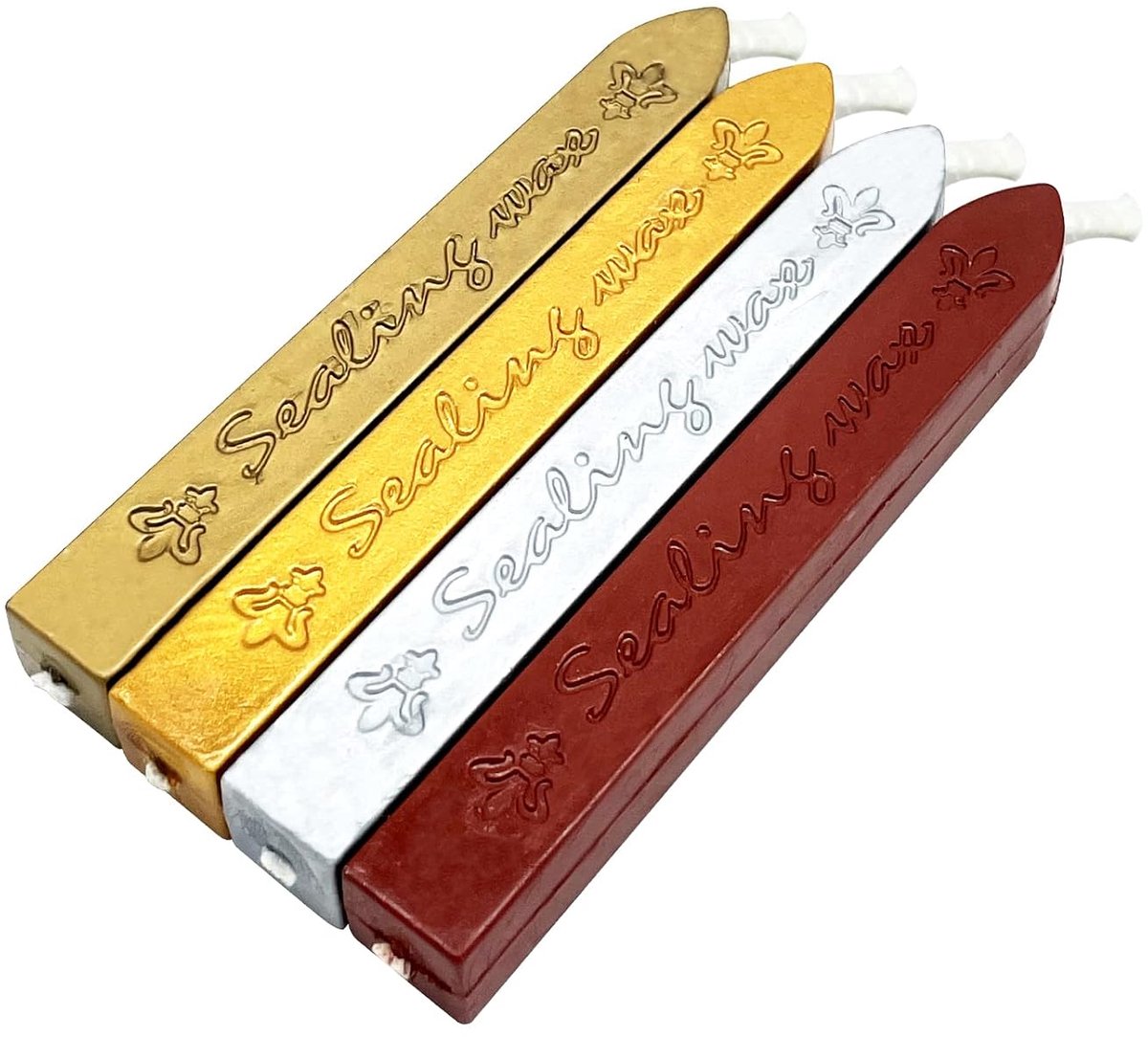 4 stuks retro zegelwas, zegelwasstaven met lonten, waszegel voor vintage zegellak stempel en brief, uitnodigingen, pakket (A)