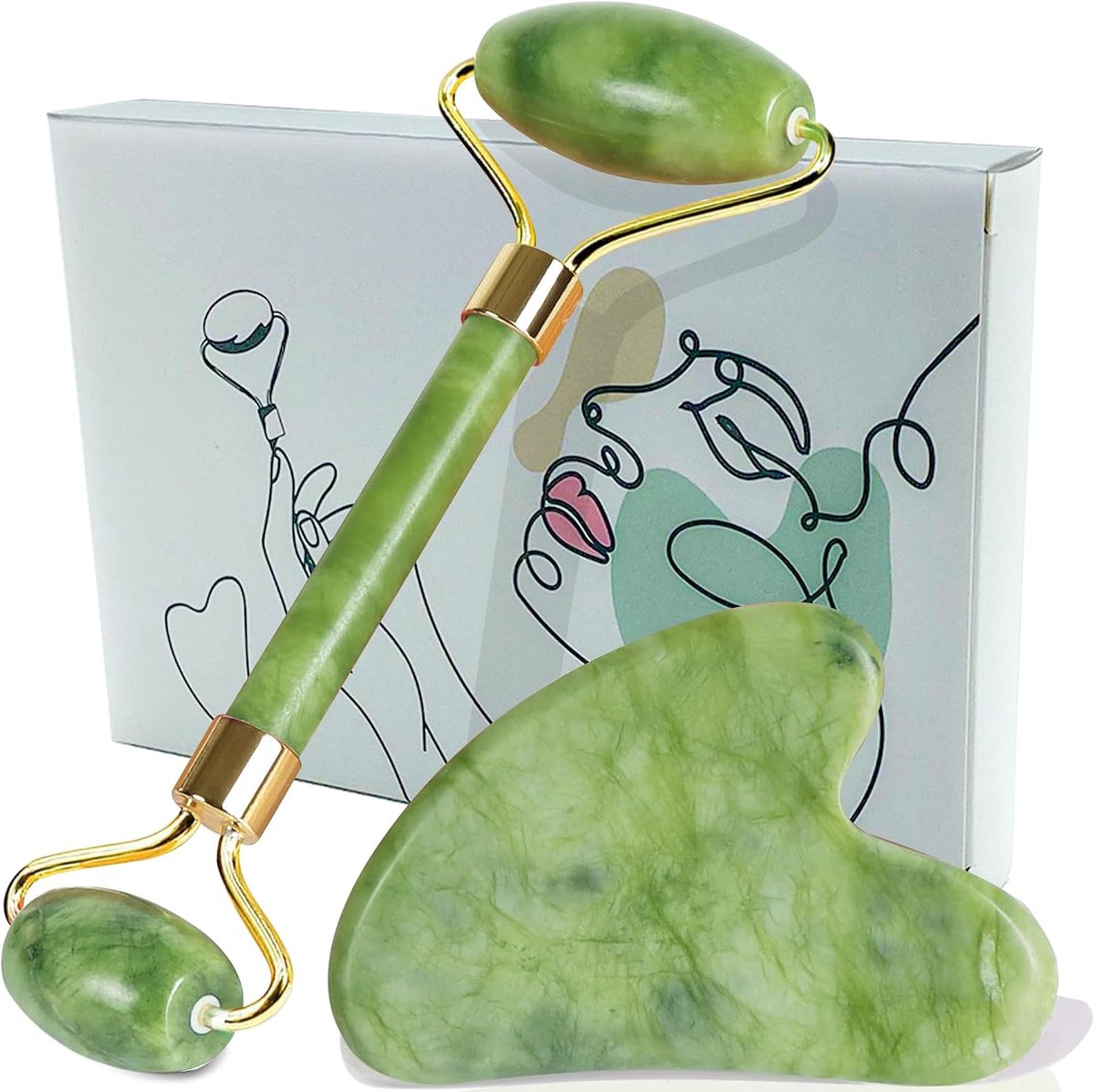 Gezichtsroller + Gua Sha - Massager voor gezicht en lichaam - Verbetert de tekenen van veroudering - Anti-aging en rimpels - Ontspannend - Gezichtsroller