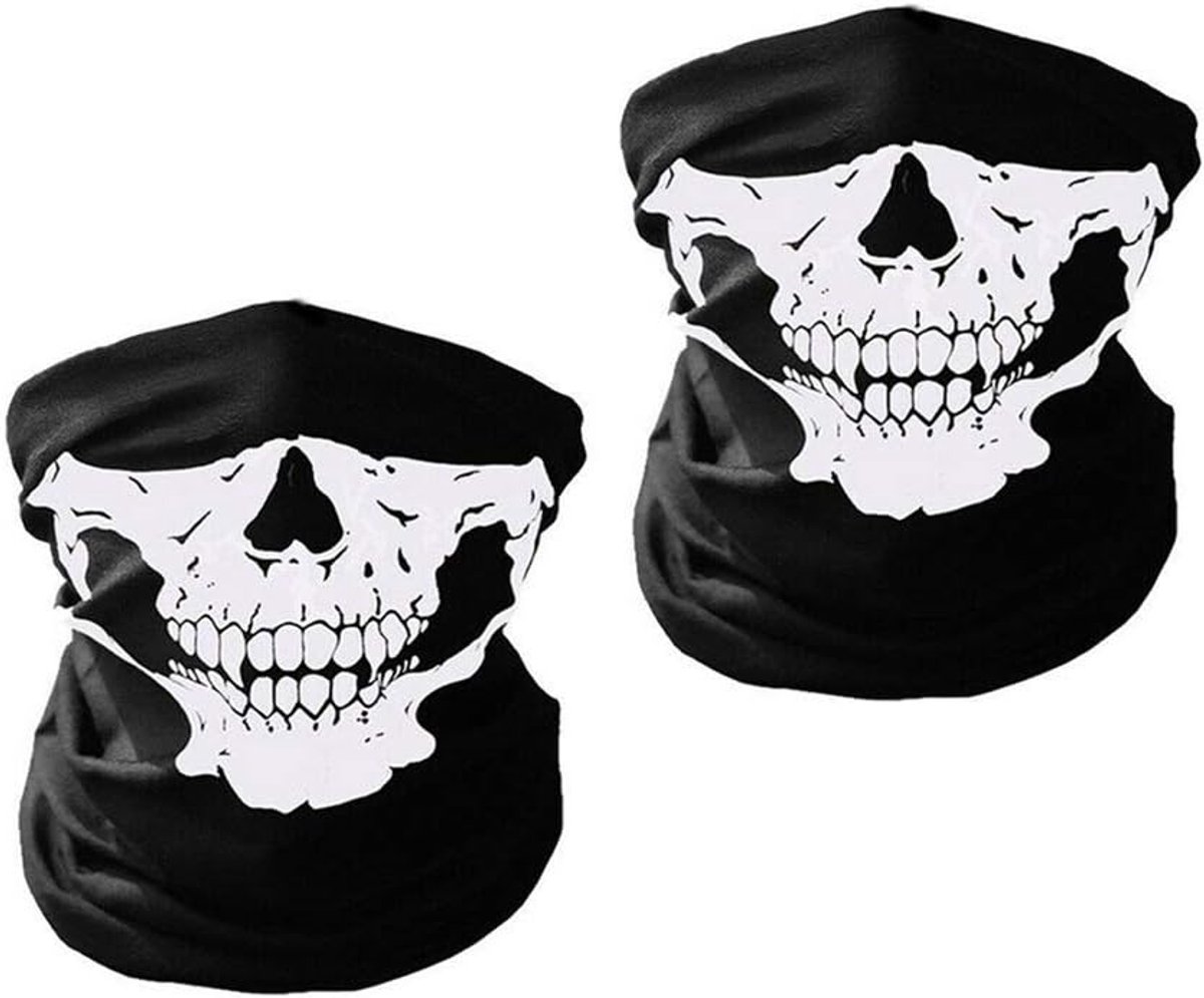 2 Stks Motorfiets Gezicht Schedel Masker Half Gezicht Motor Hals Hoofddeksels Outdoor Ski Schedel Party Maskers Sport Halloween Masker voor Fiets Motor Fietsen