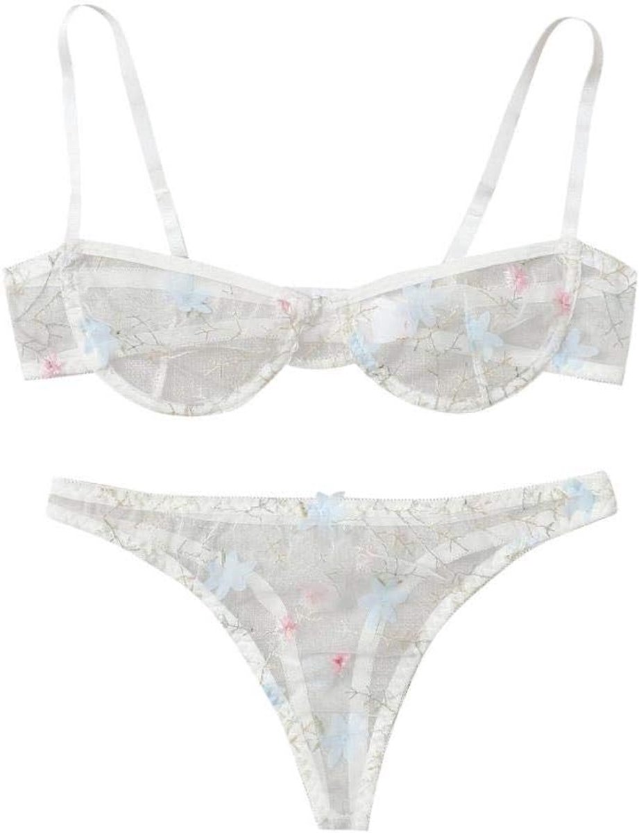 Dameskostuums Vrouwen Doorzien Ondergoed Erotische Lingerie Porno Beha String Nachtkleding Uitgesneden Sexy Kostuum Verleiding -White_L