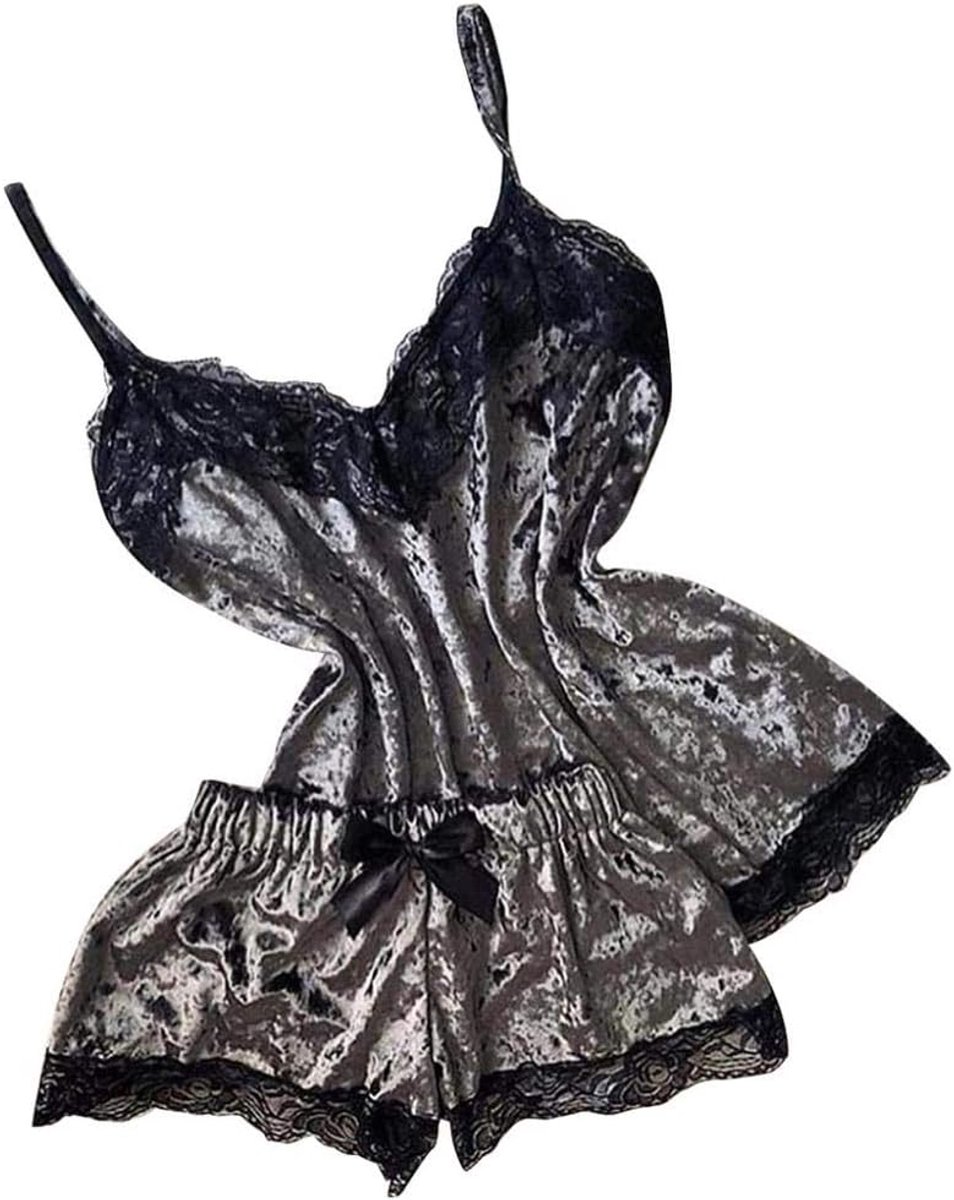 Sets met nachtmode & ochtendjas Dames Sexy Lingerie Hemdje Bow Shorts V-hals Tops Fluwelen Pyjama Set