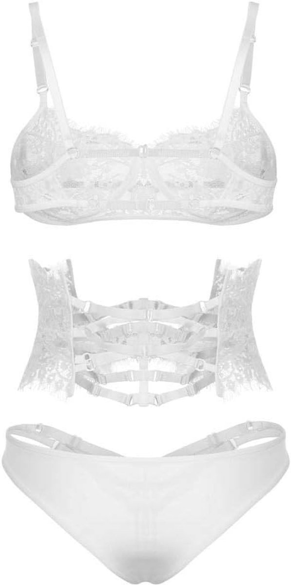 Dameskostuums 3 ST Erotische Vrouwen Kanten Lingerie Bh Slips Bandage Porno Ondergoed G-String Verleiding Sexy Lingerie Dames Sets