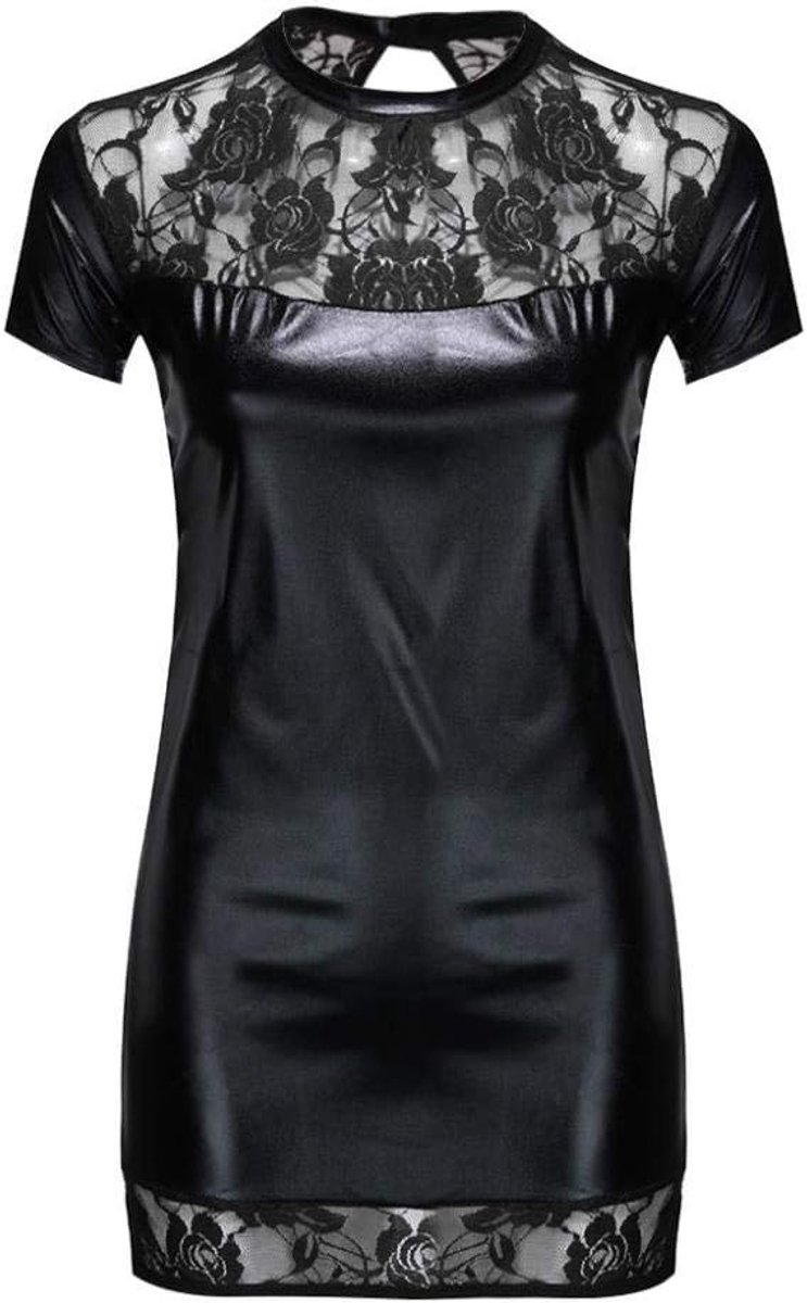 Dames Vrouwen Sexy Lingerie Leer Kant Splice Sexy Ondergoed Holle Terug Lingerie Porno Sex Bodysuit Korte Rok Nachthemd Nachtkleding