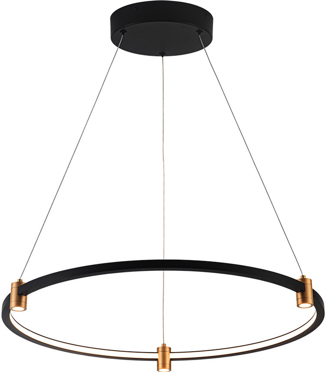 Trendsy LED hanglamp, horizontaal Ø600mm, 37W dimbaar, 3000K warm wit, aluminium zwart/goud
