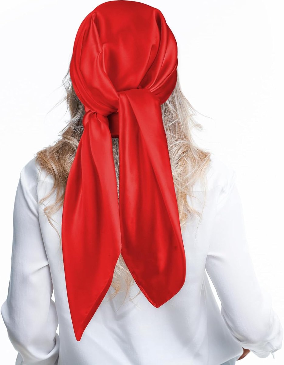 88,9 cm grote vierkante satijnen hoofddoek, zijde glanzende effen kleur sjaals, slapende wraps voor vrouwen haar bandana