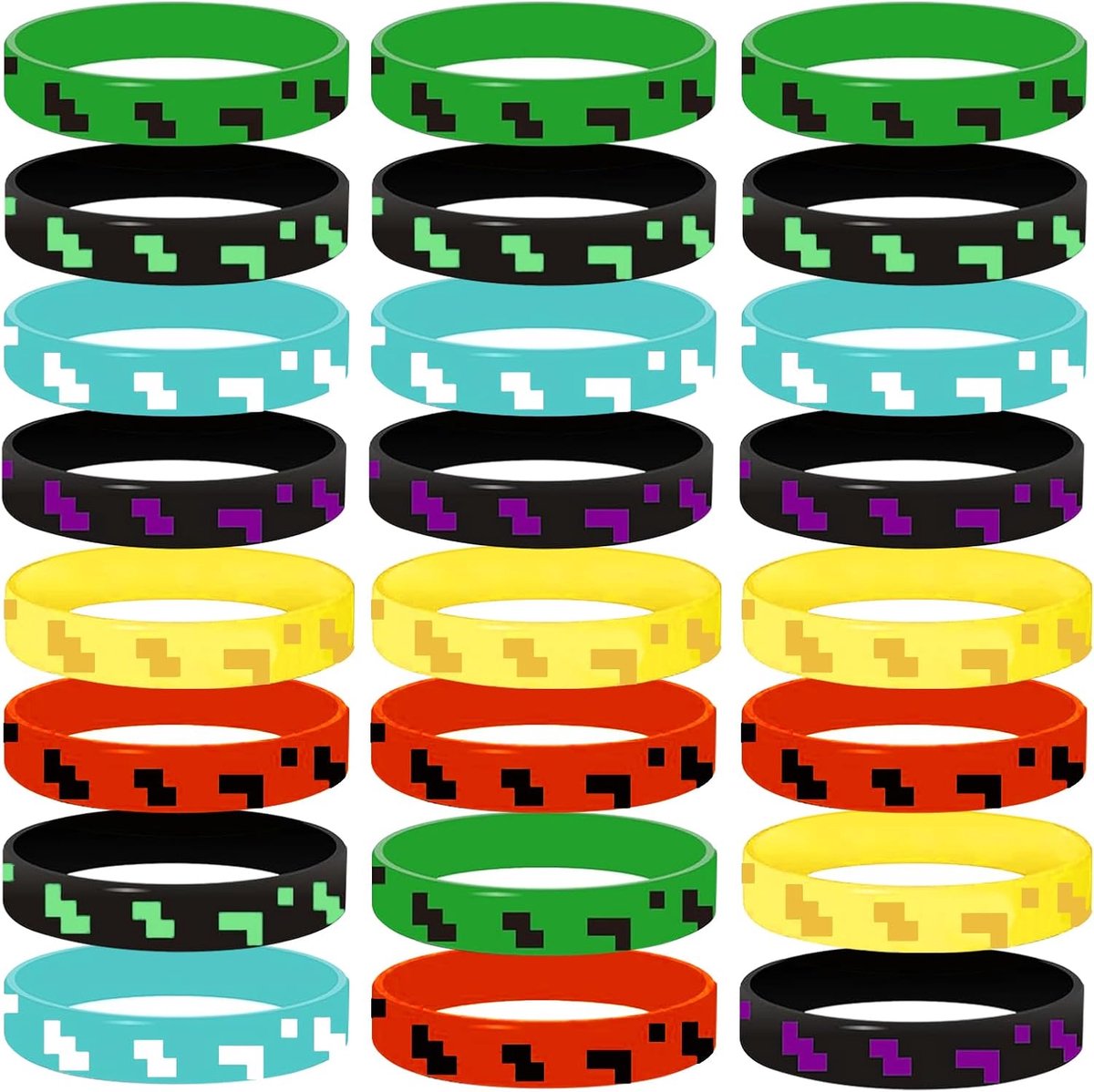 24 STKS Pixel Thema Feestgunsten, Pixel Gamer Polsbandjes Verjaardagsfeest Benodigdheden Goodie Bag Gunsten Party Decoratie