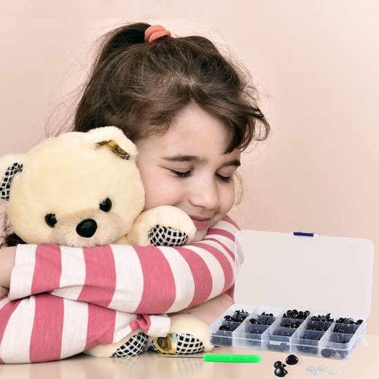 Ogen en neuzen, 6-14 mm veiligheidsogen voor haakdieren, Amigurumi poppenogen en veiligheidsneuzen met sluitringen, kleurrijke en zwarte ogen voor doe-het-zelf — afbeelding 2