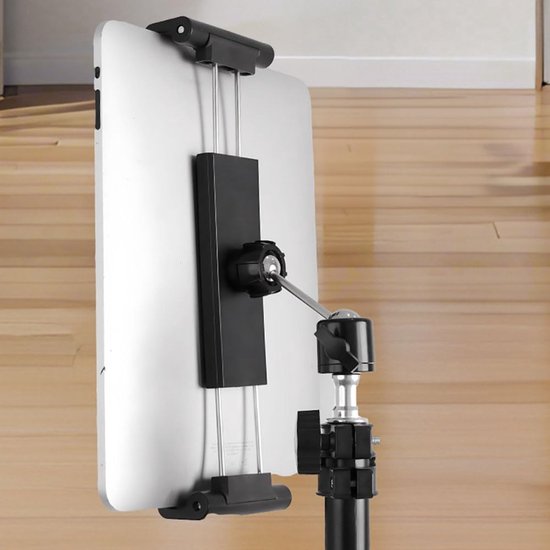 Tablethouder met kogelkop, Tablet statiefhouder adapter, iPad houder adapter statief, Universele tablet clip houder houder, Selfie stick camera monopod, Geschikt voor 6,3-10,8 inch — afbeelding 3