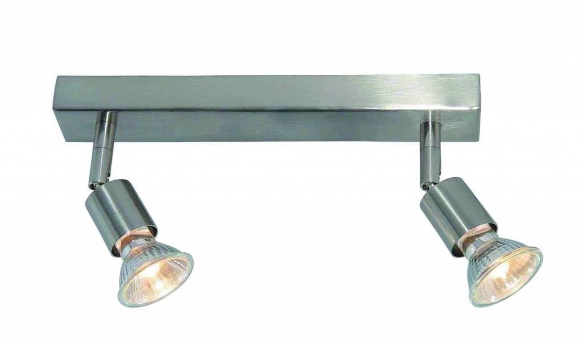 Rune richtbare plafondlamp voor 2x GU10 (excl.), metaal met transparante glazen plafondplaat, 250x45x150mm