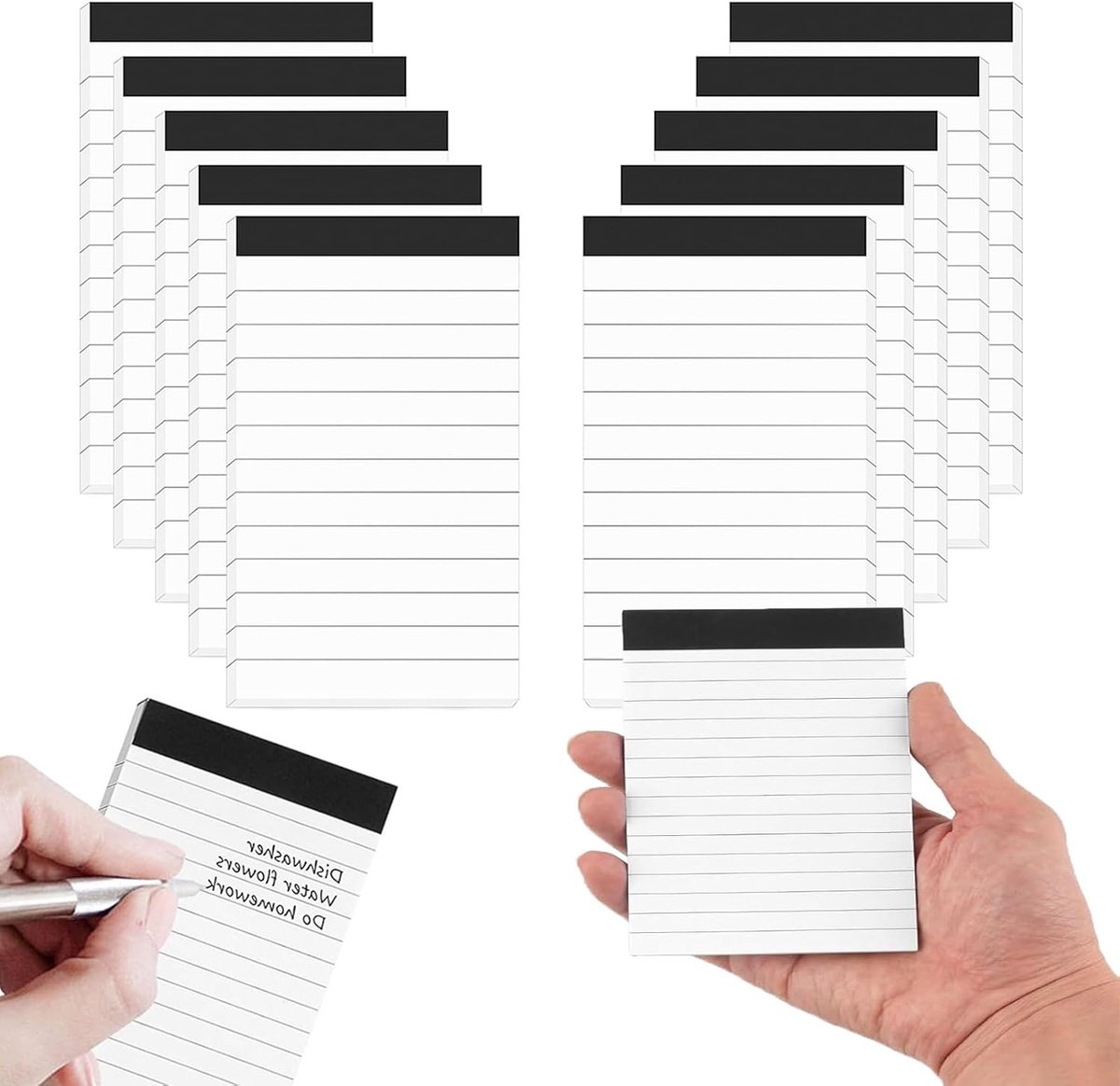 10 stuks mini-notitieblok A7, klein notitieblok, zakboek, A7, 30 vellen per blok, gelinieerd, voor kantoor, thuis, school, werk, 12,6 x 7,5 cm
