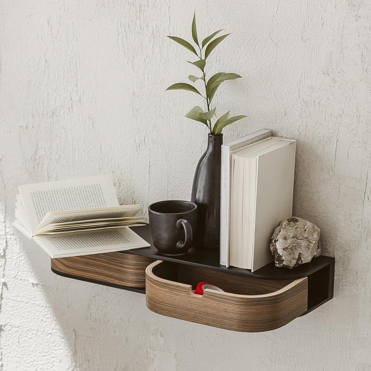 Zwevende lades, houten wandrek, kleine wandlades met magnetische achterkant, Scandinavische stijl