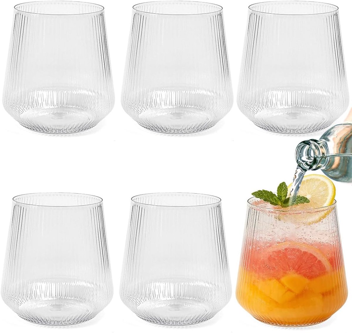 6 gestreepte drinkbekers – railtransport