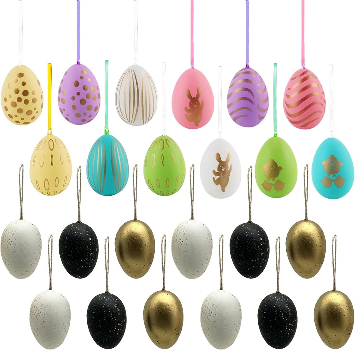24 stuks paasdecoratie, paasei om op te hangen, voor boom, school, thuis, kantoor, feestartikelen, paasdecoratie, paasstruik en lente