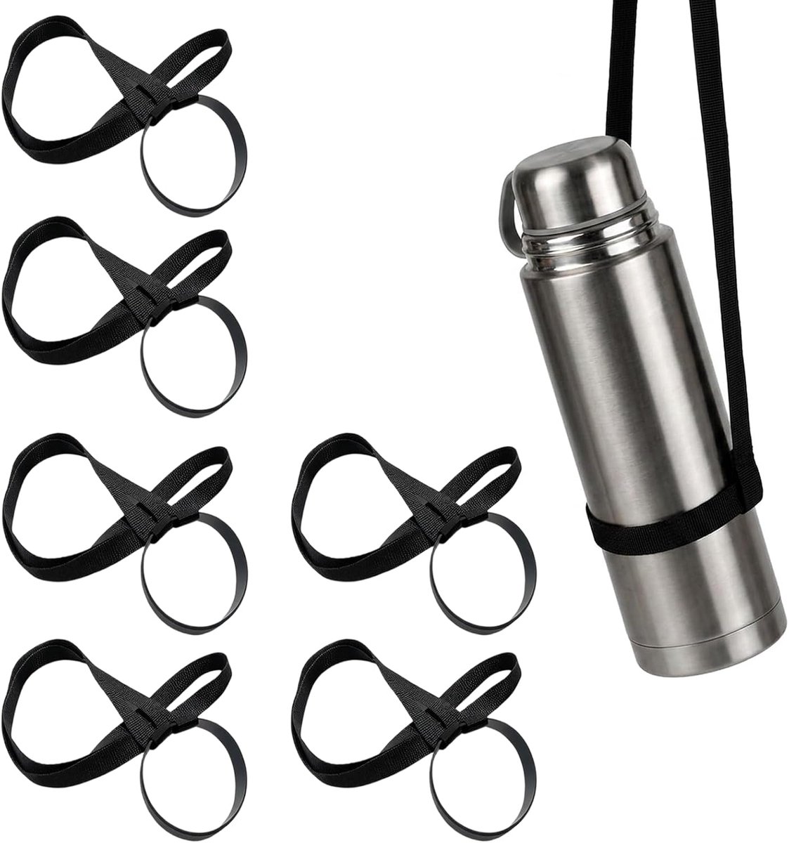 6 stuks bekerhouders voor festival, bier- en softdrinkhouder, zwart, wijnglashouder om om te hangen, draagbare drinkbekerhouder, bekerhouder met draagriem, voor outdoorfestivals en concerten, 90 x 1,5