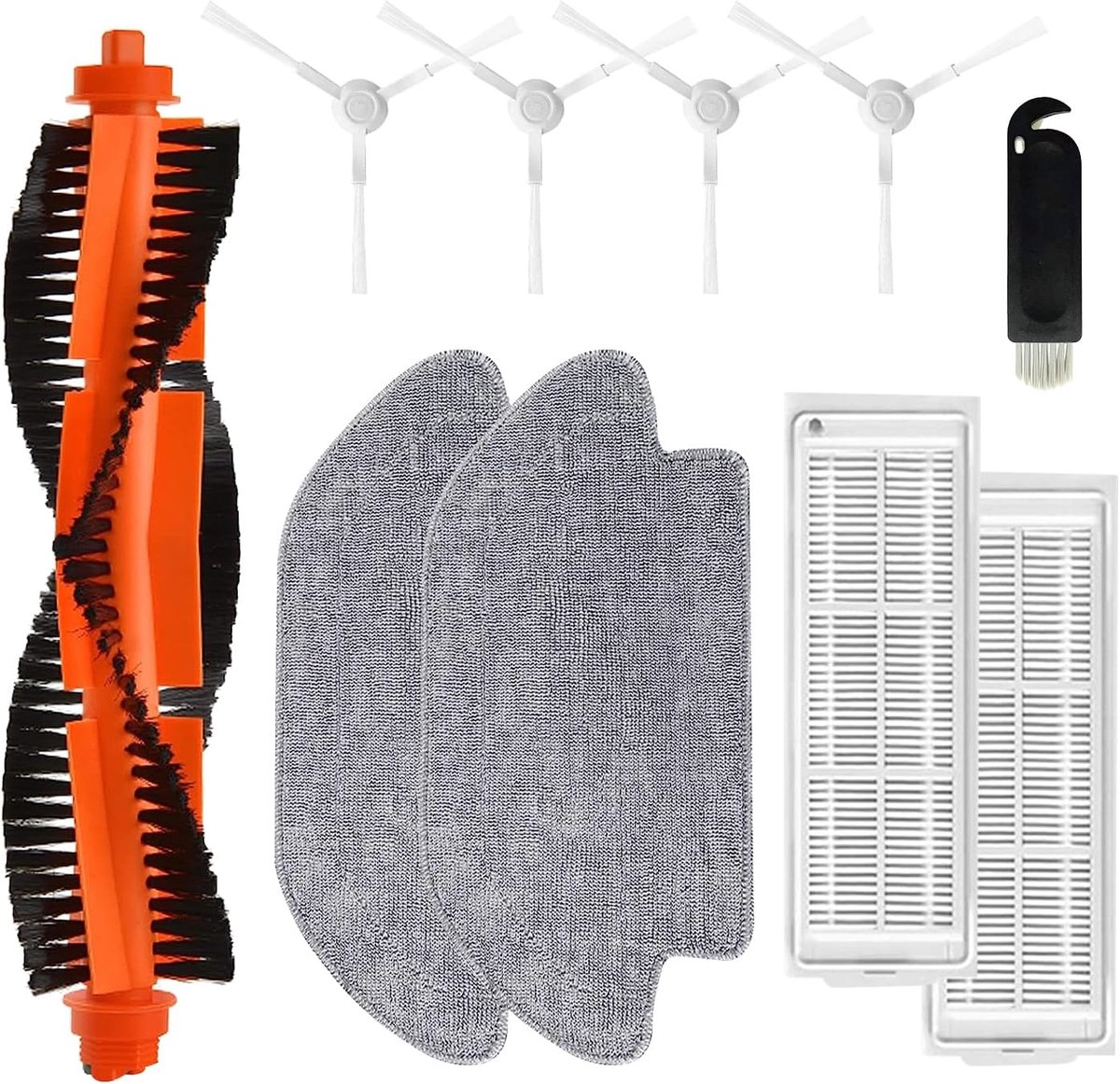 Reserveonderdelen voor Xiaomi Mi Robot Vacuum Mop Pro/Mop 2S/Mop P, Xiaomi robotstofzuiger, set met 4 filters, 1 hoofdborstel, 4 zijborstels, 2 schoonmaakdoeken en 1 reinigingsborstel