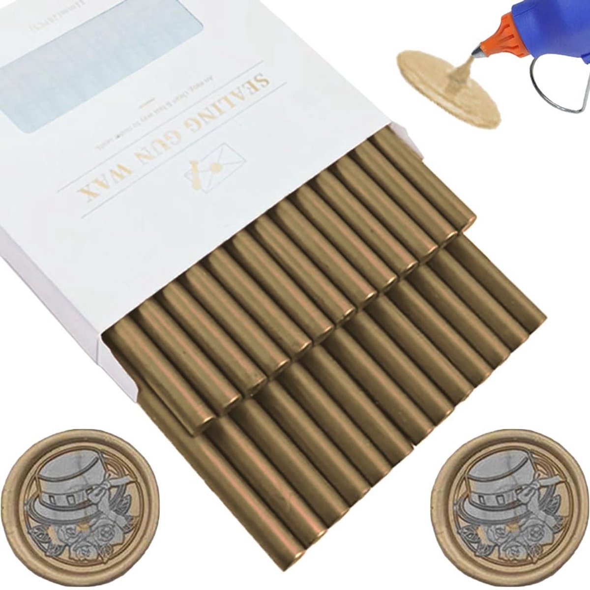 Sticks,Ioggtser 26 stuks lijmpistool waszegelsticks voor waszegelstempel, verzegelende wassticks voor lijmpistool, voor uitnodigingen, kaarten, enveloppen (Bronze)