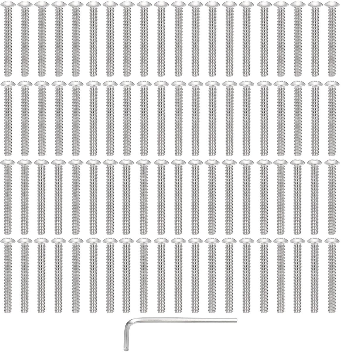 50 stuks #8 32 x 1-1/2 inch ronde kopschroeven met zeskant gat, roestvrij staal 304 18-8 schroeven met inbussleutel voor doe-het-zelvers, meubels, waterpompen