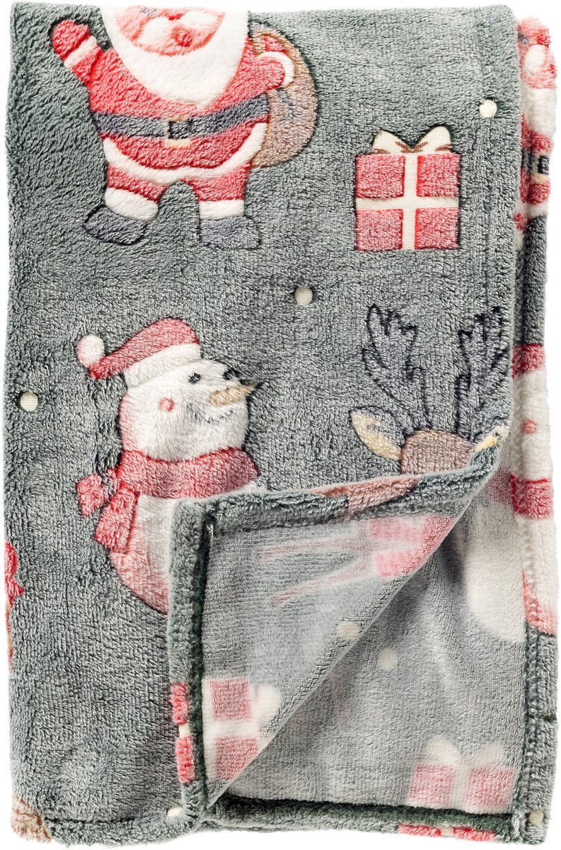 Textino - SANTA-GLOW - plaid 140x180 cm - flannel fleece - glow in the dark - Myrtle - groen