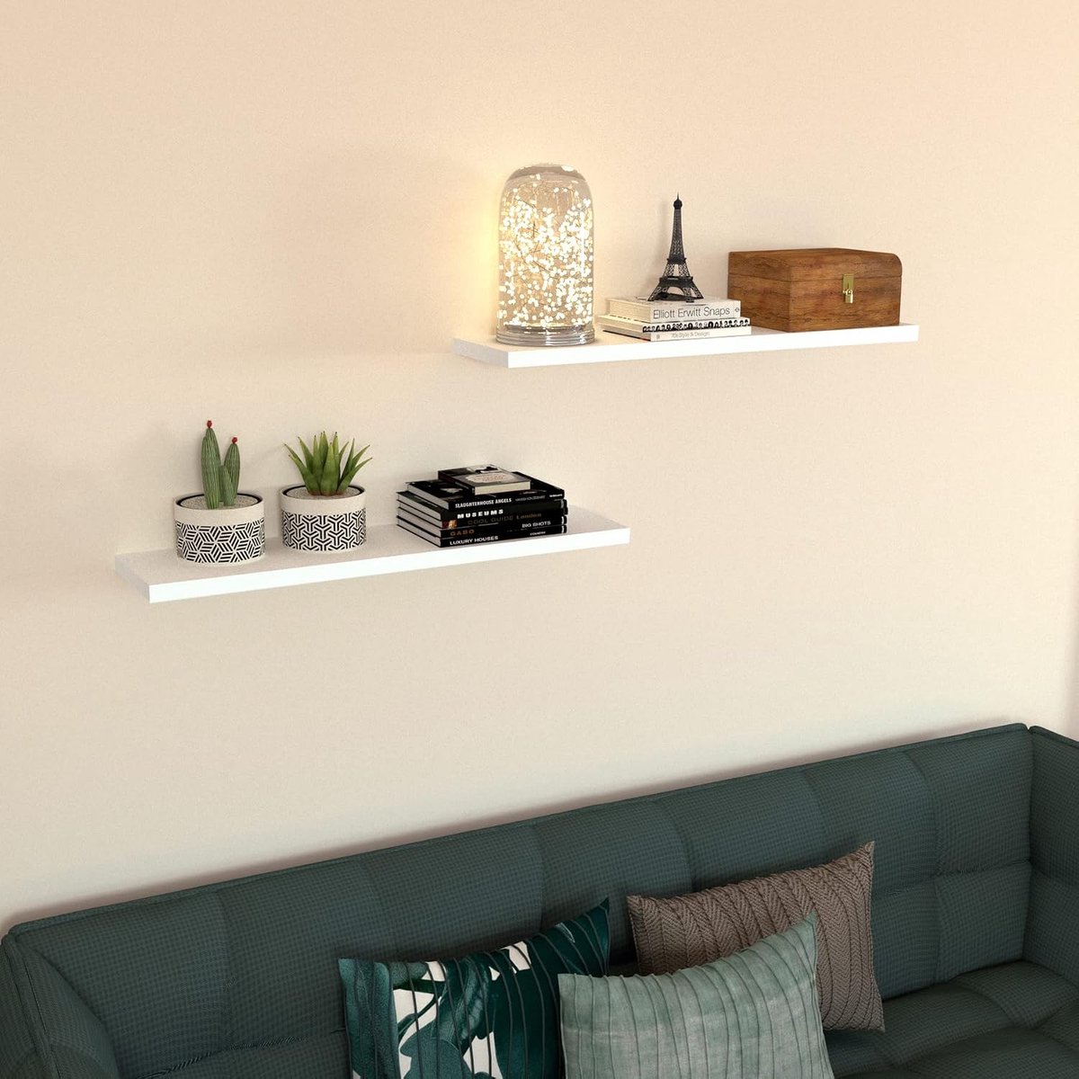 Houten wandplank 80x20x2.5 cm Max. belasting 25kg Wit